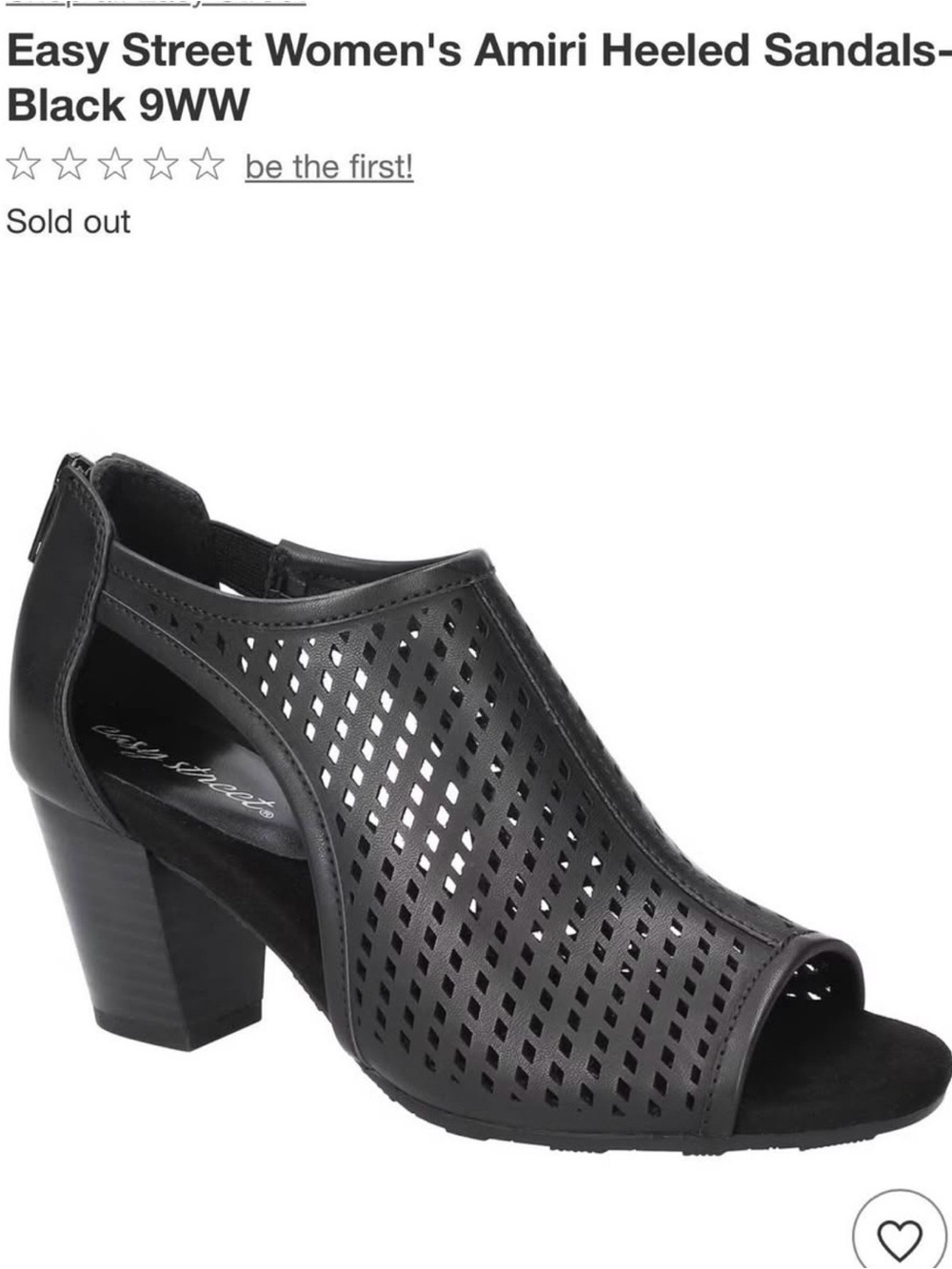 easy street Black Perforated Peep-Toe Block Heel Sandals